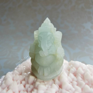 Aquamarine Ganesha Statue | Hand-Carved Good Fortune Charm
