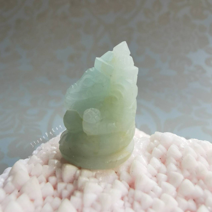 Ganesha-Statue aus Aquamarin | Handgeschnitzter Glücksbringer