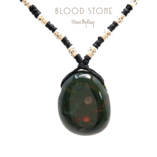 Bloodstone Rope Necklace | Boho Style Pendant | NL-175