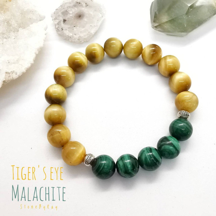 Golden Tiger Eye and Malachite Bracelet | Protection and Prosperity