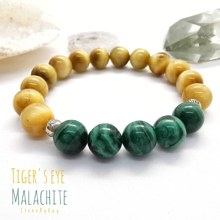 Golden Tiger Eye and Malachite Bracelet | Protection and Prosperity