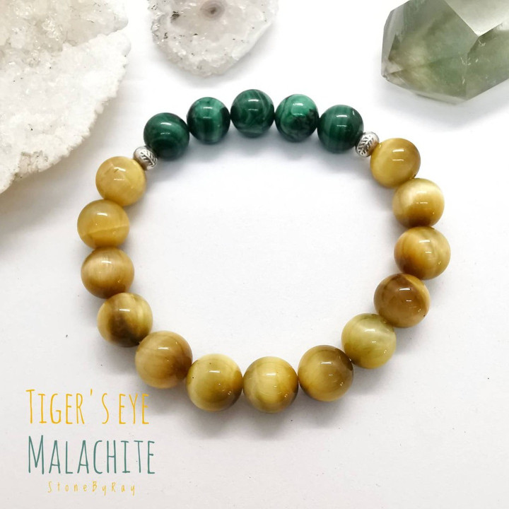 Golden Tiger Eye and Malachite Bracelet | Protection and Prosperity