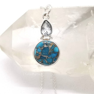 Sterling Silver Turquoise and Topaz Pendant Necklace