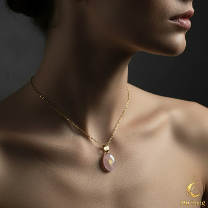 Rose Quartz Stone Pendant Necklace: Boost Fortune and Luck