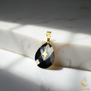 Black Agate Stone Pendant Necklace for Luck and Fortune