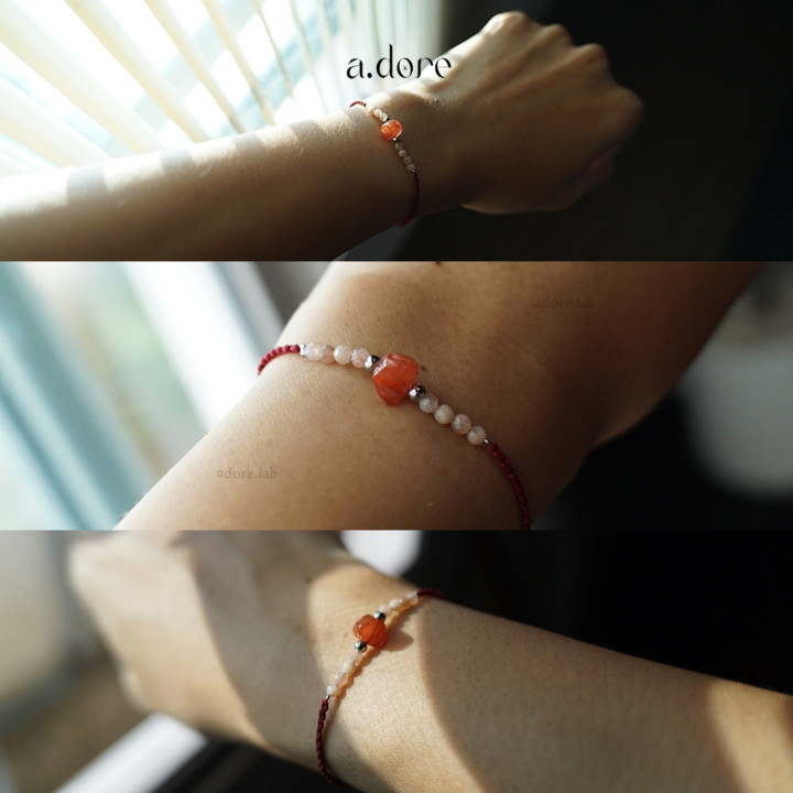 Carnelian Stone Bracelet with Charm - Natural and Lucky