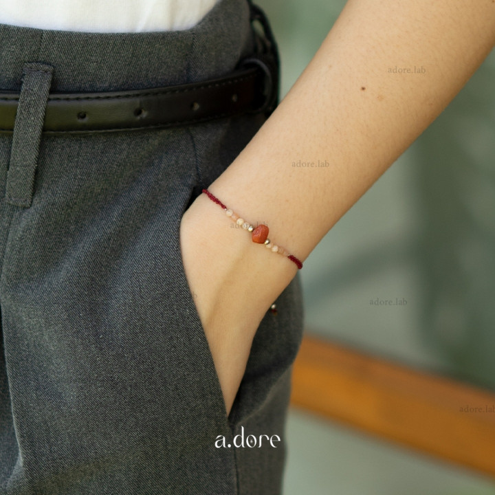 Carnelian Stone Bracelet with Charm - Natural and Lucky