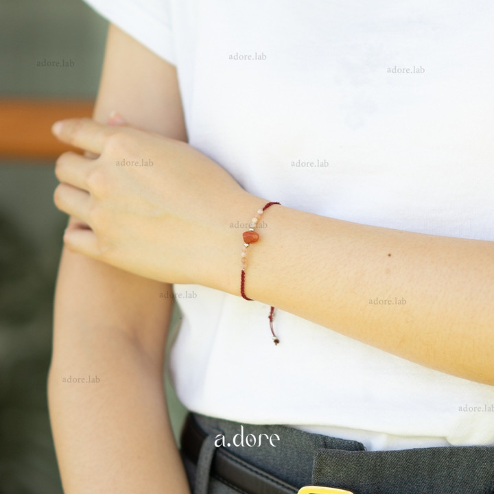 Carnelian Stone Bracelet with Charm - Natural and Lucky