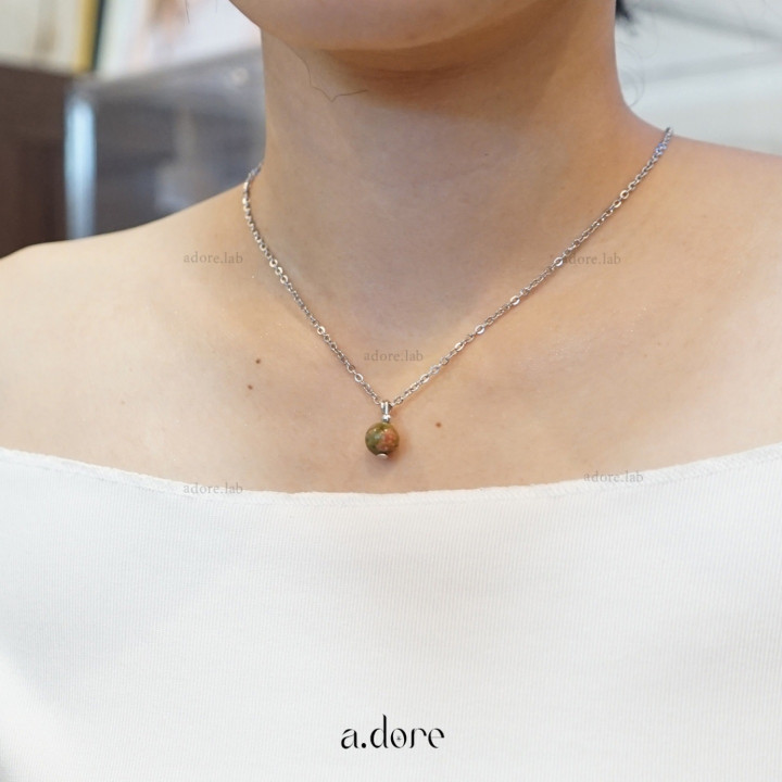 Handmade Unakite Necklace | Genuine Natural Stone Jewelry