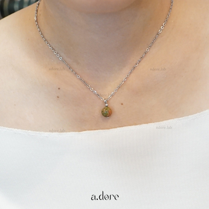 Handmade Unakite Necklace | Genuine Natural Stone Jewelry