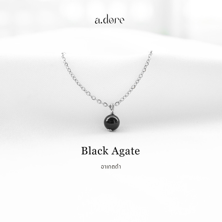 Handmade Black Agate Lucky Stone Necklace - Natural Gem