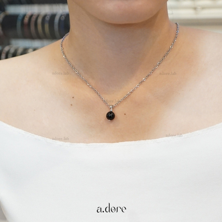 Handmade Black Agate Lucky Stone Necklace - Natural Gem