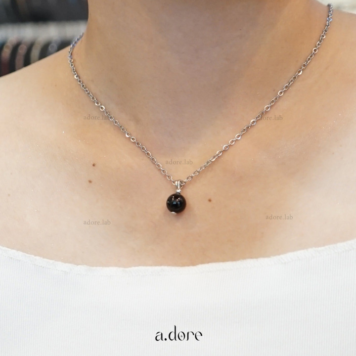Handmade Black Agate Lucky Stone Necklace - Natural Gem