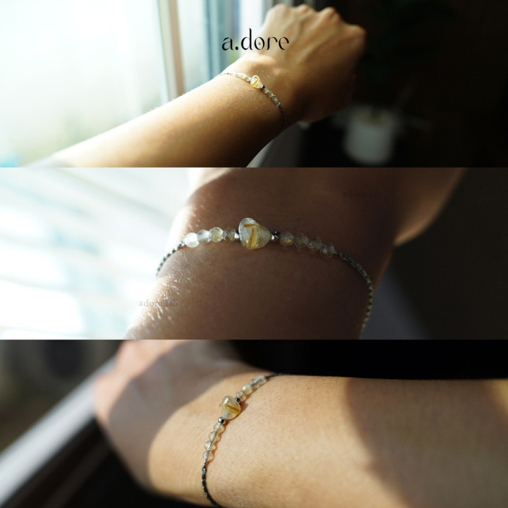 Radiant Gold Rutilated Quartz Bracelet | Natural Stone Charm