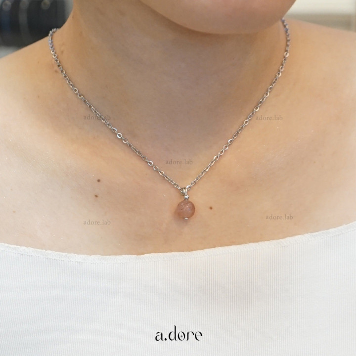 Collar de cuarzo fresa auténtico - Hecho a mano y de buena suerte