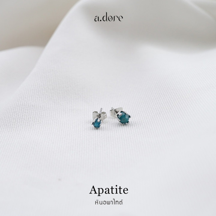 Genuine Apatite Stone Earrings - Stainless Steel, Tarnish-Proof