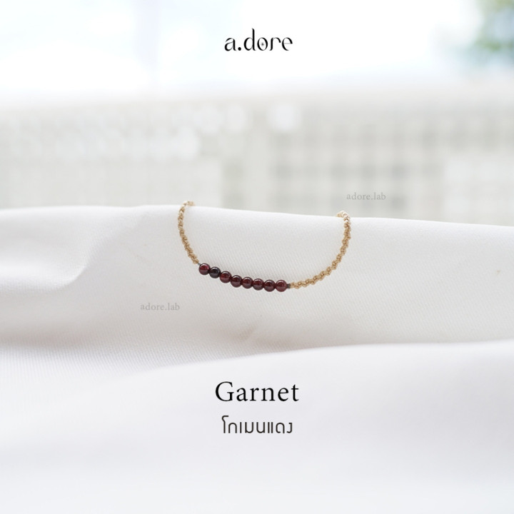 Personalized Garnet Lucky Charm Bracelet | Natural Stone