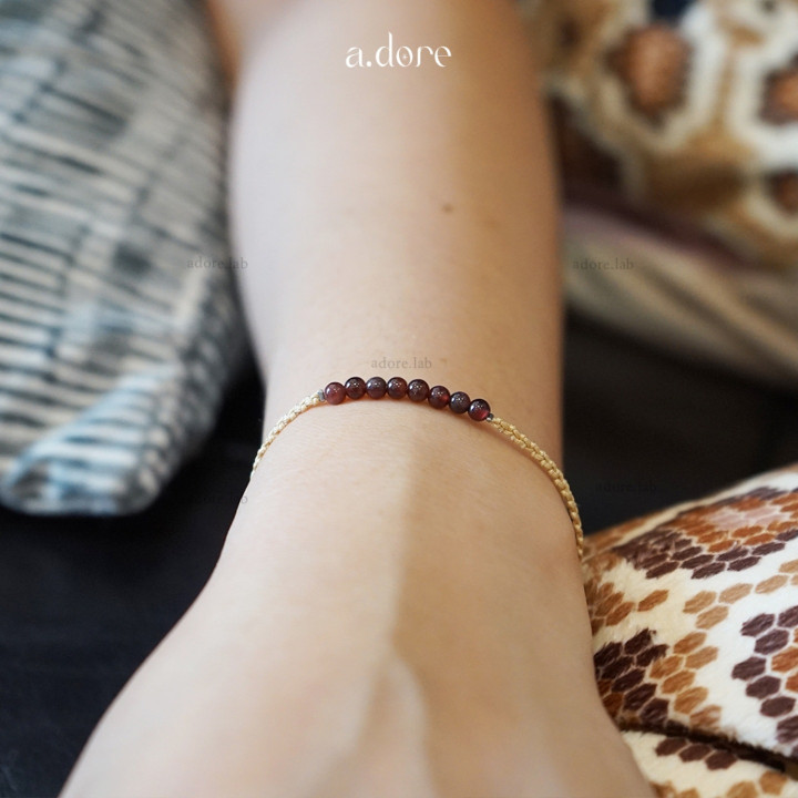 Personalized Garnet Lucky Charm Bracelet | Natural Stone