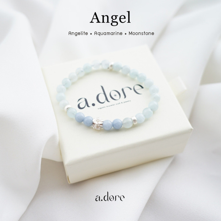 Sterling Silver Angel Bracelet with Gemstone Charms