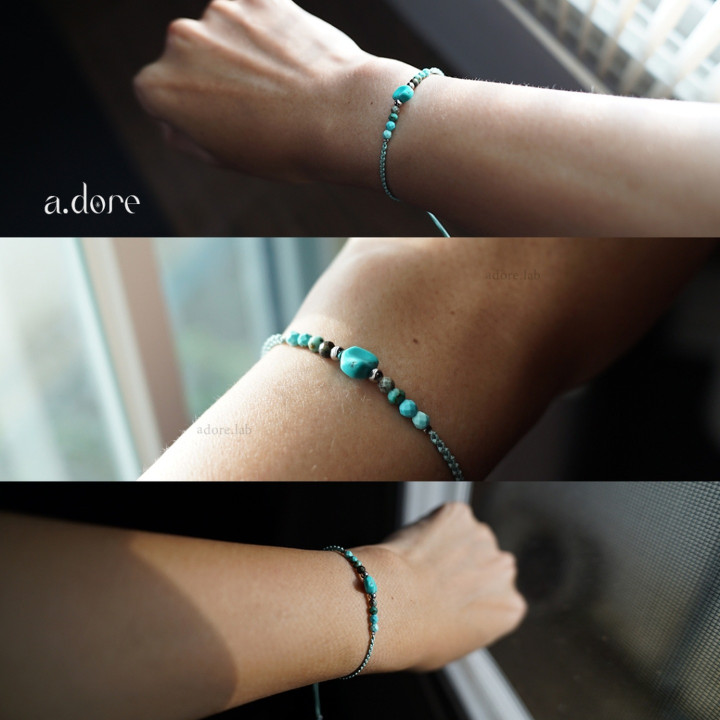 Natural Turquoise Stone Bracelet with Charm
