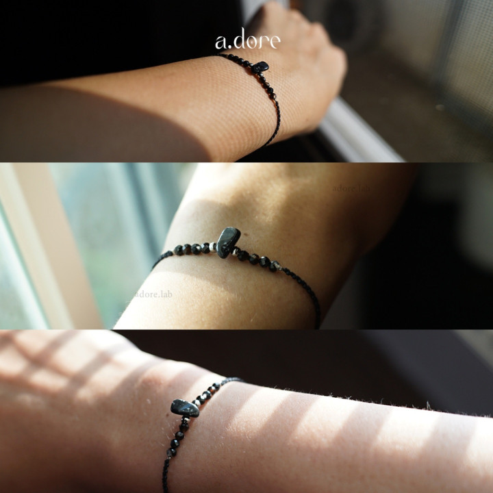Pulsera y dije de obsidiana: Piedra de copo de nieve de la suerte