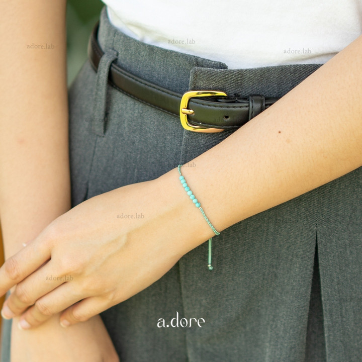 Pulsera de turquesa con piedra de la suerte | Hecha a medida y natural