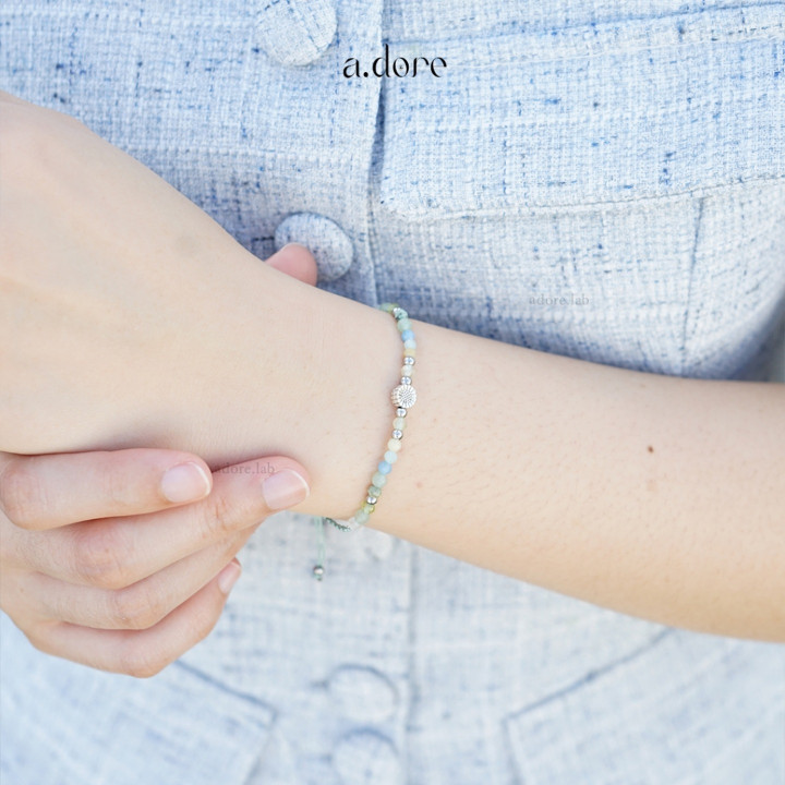 Green and Blue Braided Stone Bracelet | Genuine Facetted Stones