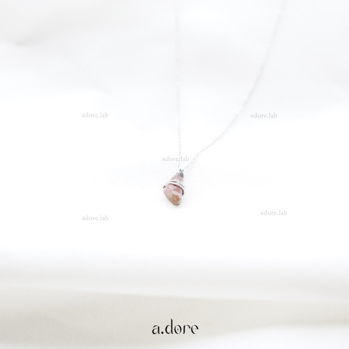 Handmade Rhodonite Necklace - Natural Stone Charm