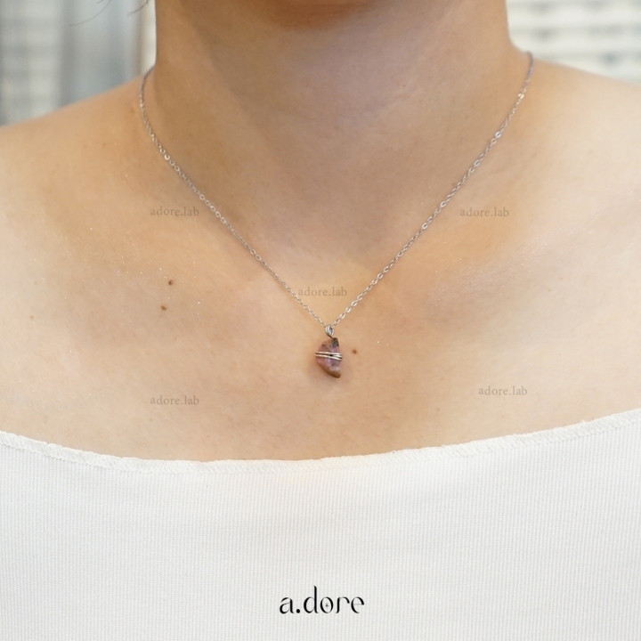 Handmade Rhodonite Necklace - Natural Stone Charm