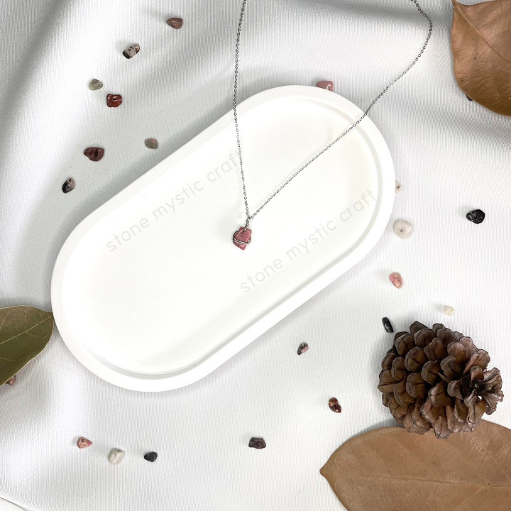 Handmade Rhodonite Necklace - Natural Stone Charm