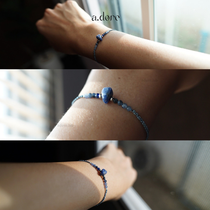 Pulsera con dije de piedra sodalita - Joyería de piedras preciosas naturales auténticas