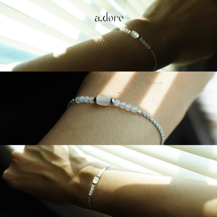 Pulsera de piedra lunar de la suerte: Joyería con dije de piedra natural