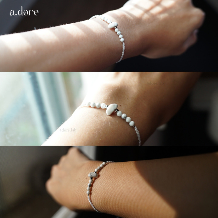 Natural Howlite Bracelet and Charm - Luck and Positive Energy