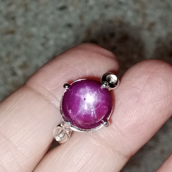 Raw Star Ruby Ring in Sterling Silver