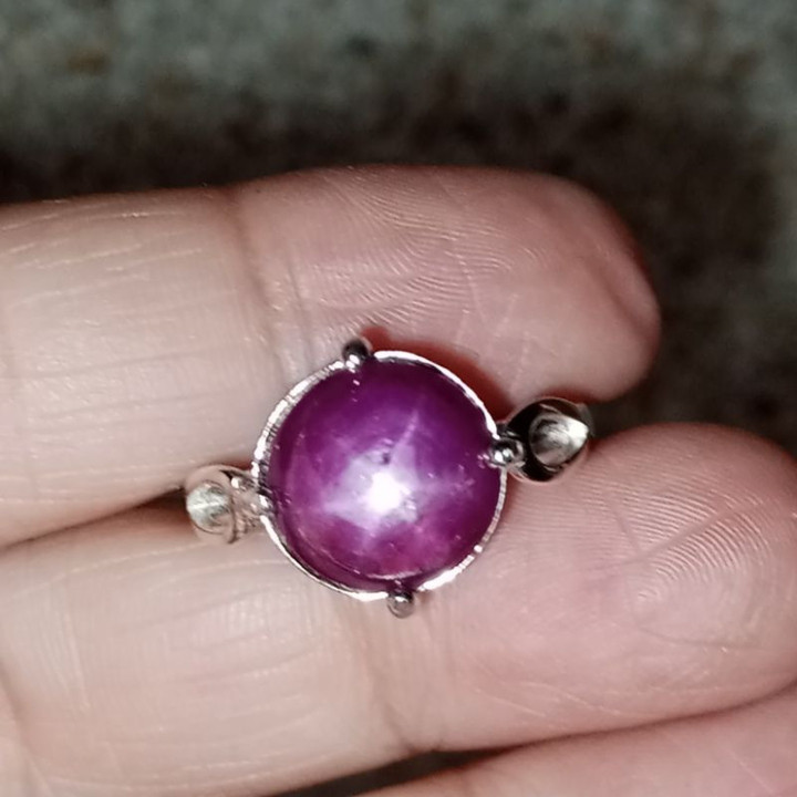 Raw Star Ruby Ring in Sterling Silver