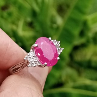 Stunning Old Burmese Ruby Ring in Sterling Silver (Size 58)