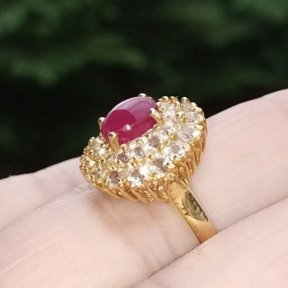 Genuine Ruby and Zircon Sterling Silver Ring (#53)