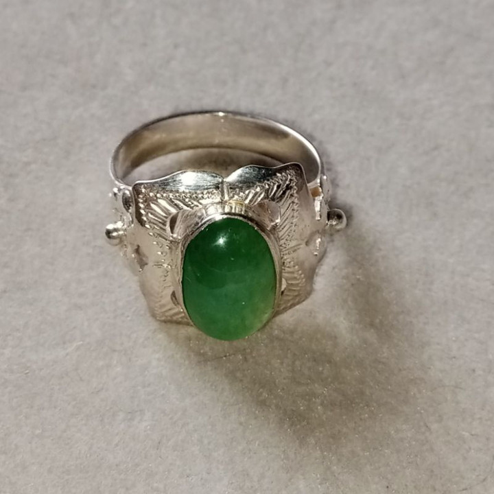 Genuine Burmese Jade Ring | Size 60 | Sterling Silver