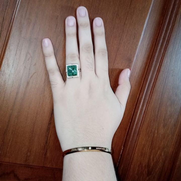 Elegant Burmese Jade Ring in Sterling Silver