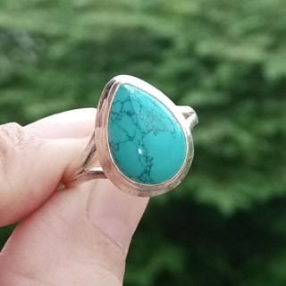 Genuine Turquoise Ring in Sterling Silver