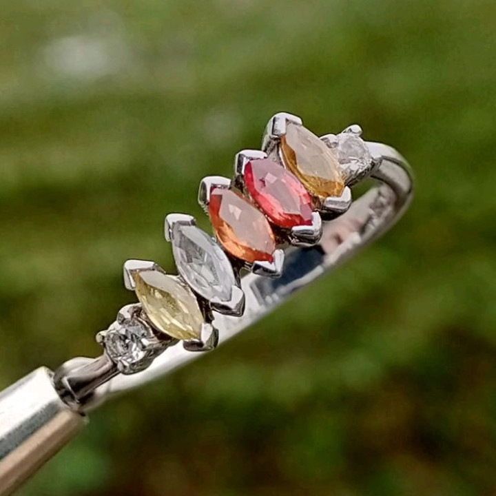 Natural Fancy Sapphire Ring | Size 60 | Sterling Silver
