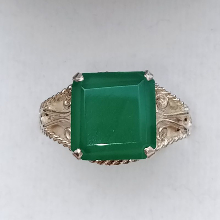 Green Chalcedony Ring in Sterling Silver