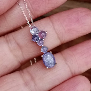 Sterling Silver Necklace with Genuine Gemstone Pendant
