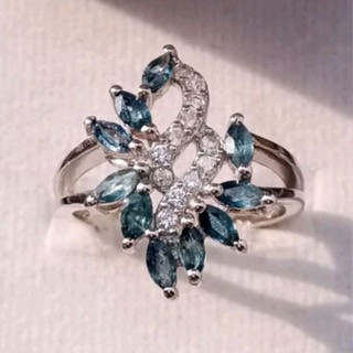 Vintage Siam Sapphire Ring in Sterling Silver - Size 52