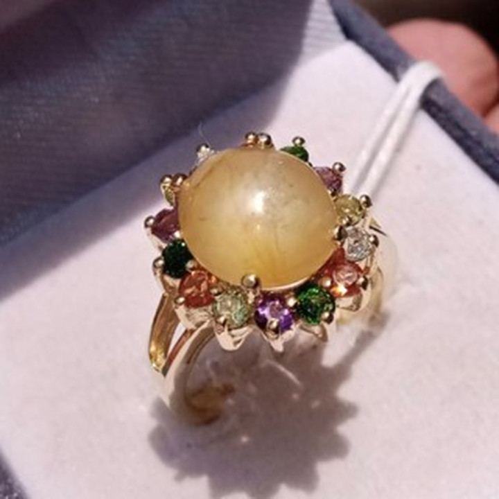 Sapphire and Gemstone Sterling Silver Ring - Size 53