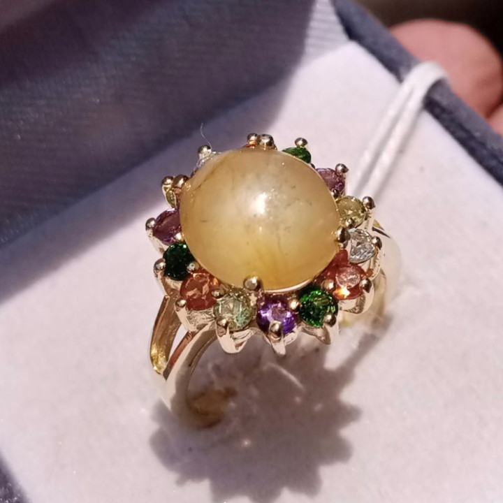 Sapphire and Gemstone Sterling Silver Ring - Size 53