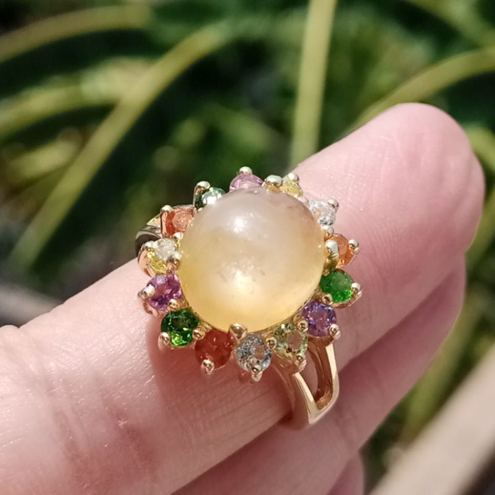 Sapphire and Gemstone Sterling Silver Ring - Size 53