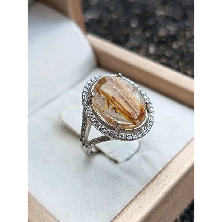 Genuine Gold Silk Ring | 925 Sterling Silver Size 52.5