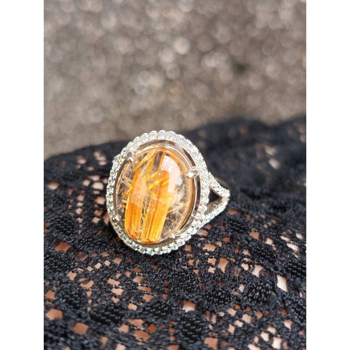Genuine Gold Silk Ring | 925 Sterling Silver Size 52.5