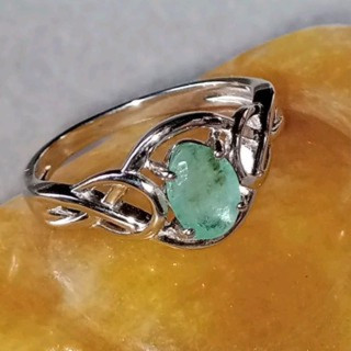 Genuine Zambian Emerald Ring | Size 53 | Sterling Silver